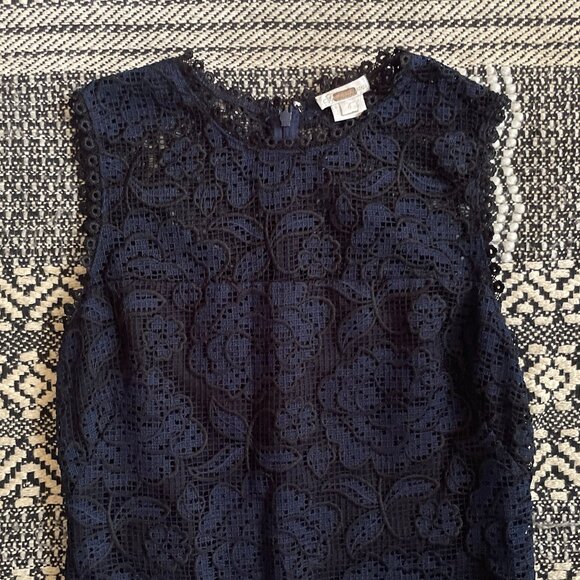 Shoshanna Blue & Black Lace Sheath Dress - Size 4 - Picture 7 of 13